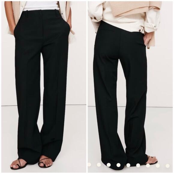 Banana Republic High Rise Modern Straight Refined Pant Black 14 - Picture 1 of 11